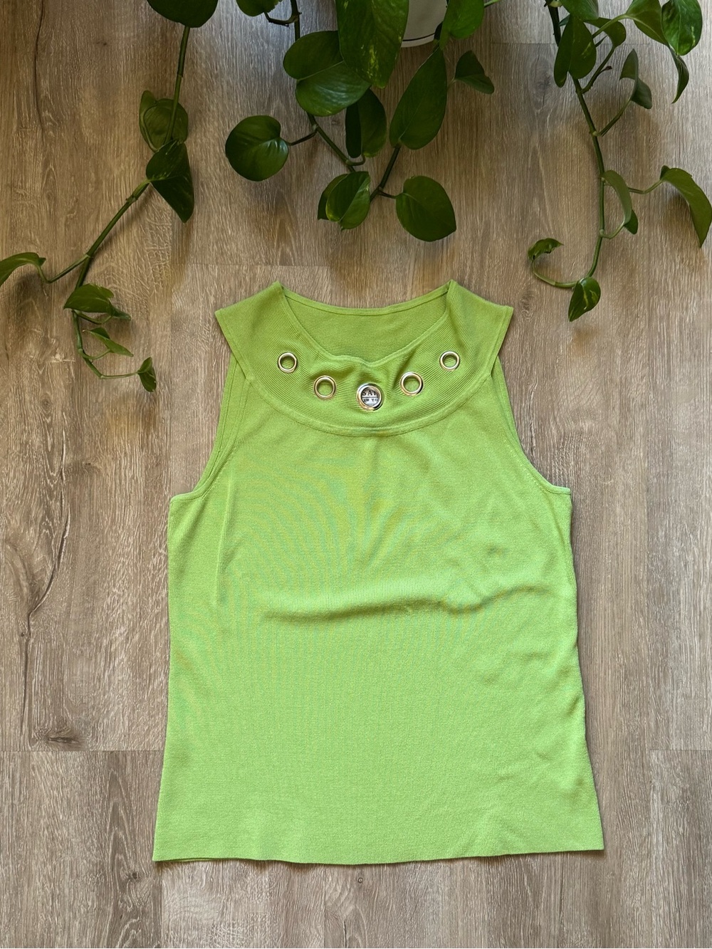 Vintage 90’s Lime Green Grommet Sleeveless Tank